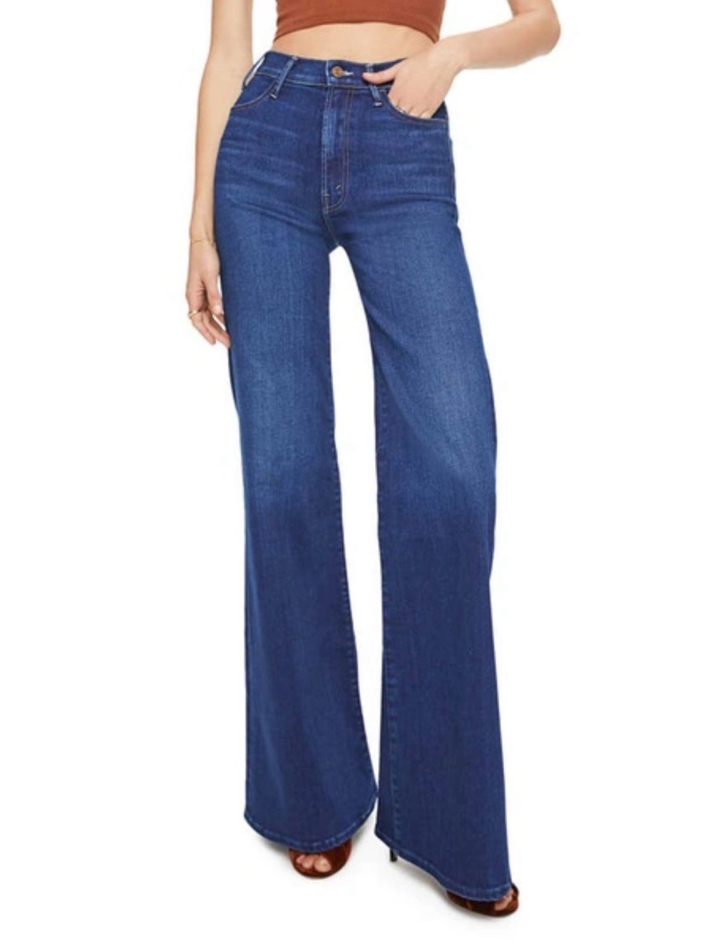 MOTHER The Hustler Roller Heel Jeans Small Pleasures Blue Size 26 *Hemmed 30.5”